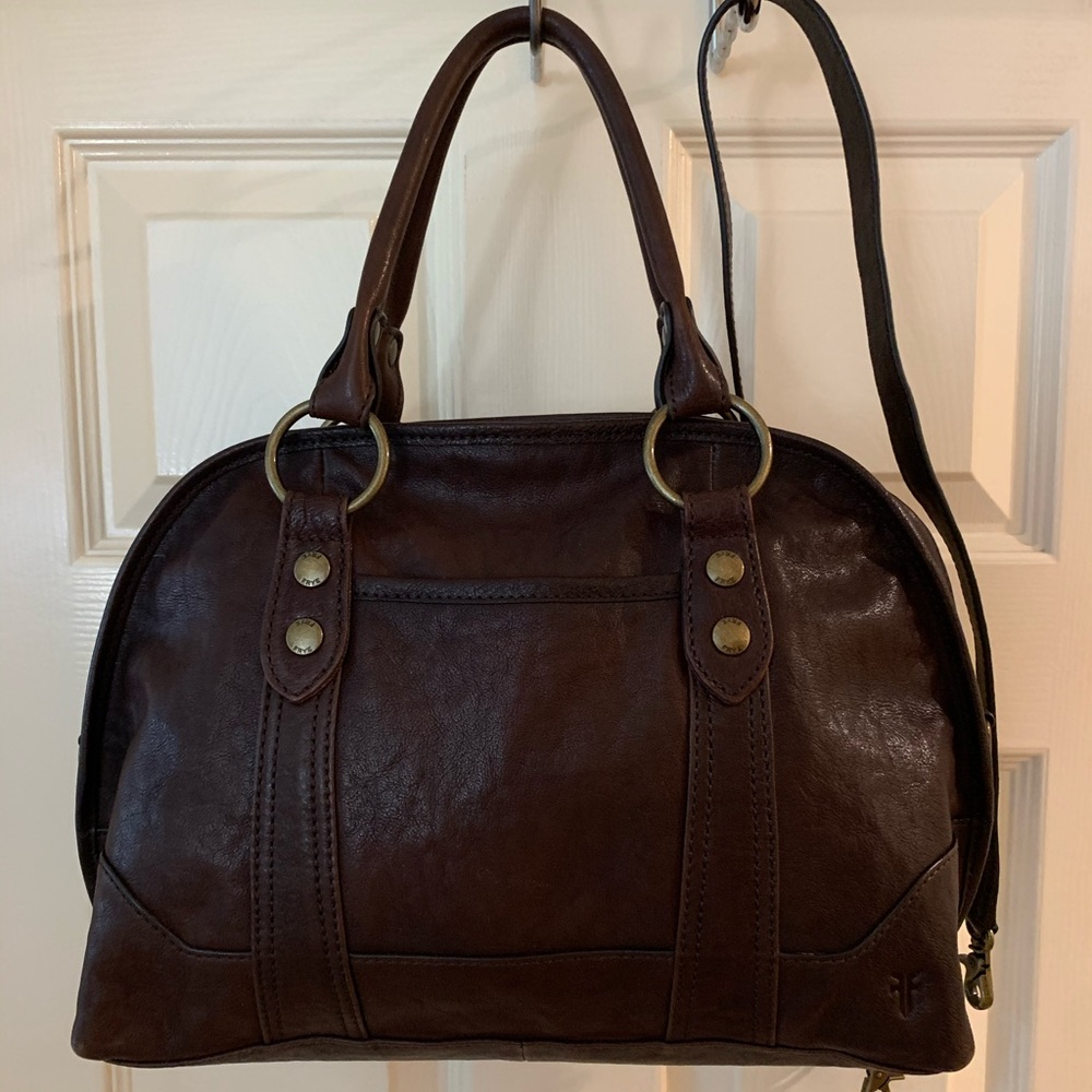 Frye Lucy Domed Leather Satchel Shoulder Strap